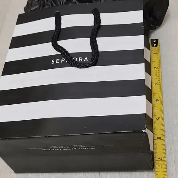 🖤🤍 SEPHORA Empty Striped Paper Shopping Gift Bag Rope Handles w/Tissues - Picture 3 of 9